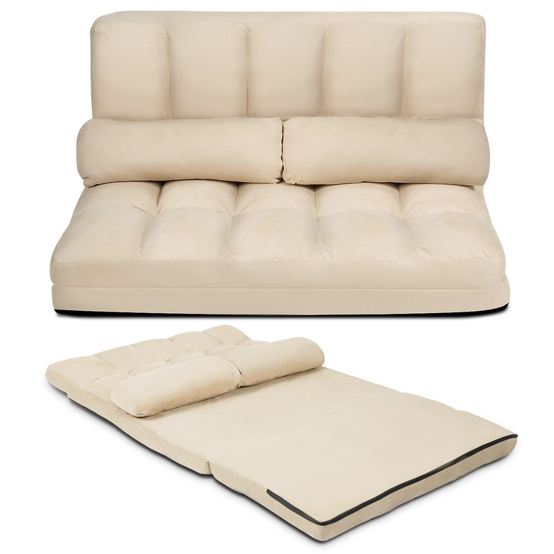 6-Position Foldable Floor Sofa Bed Adjustable Recliner with Pillows, Convertible Gaming Lounge Chair for Bedroom