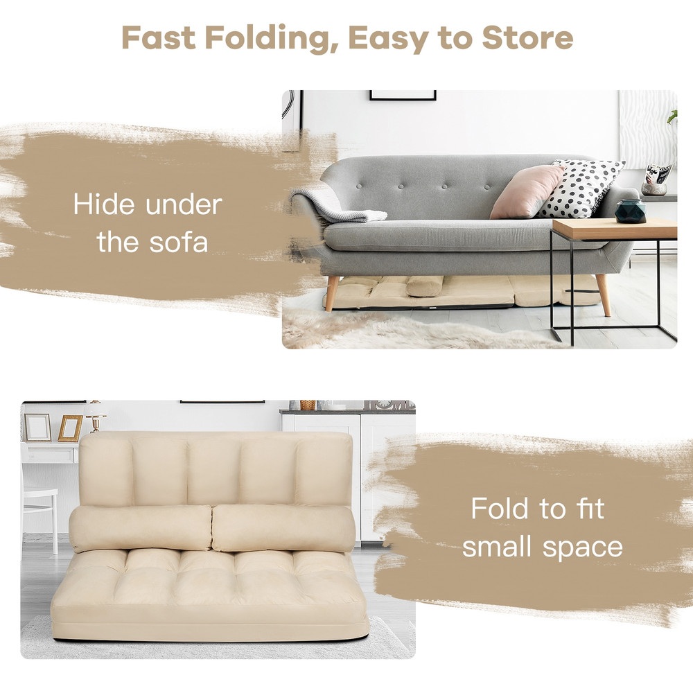 6-Position Foldable Floor Sofa Bed Adjustable Recliner with Pillows, Convertible Gaming Lounge Chair for Bedroom