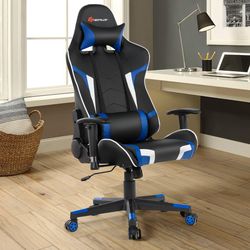 reclining swivel massage gaming chair with adjustable lumbar support & 360° rotation