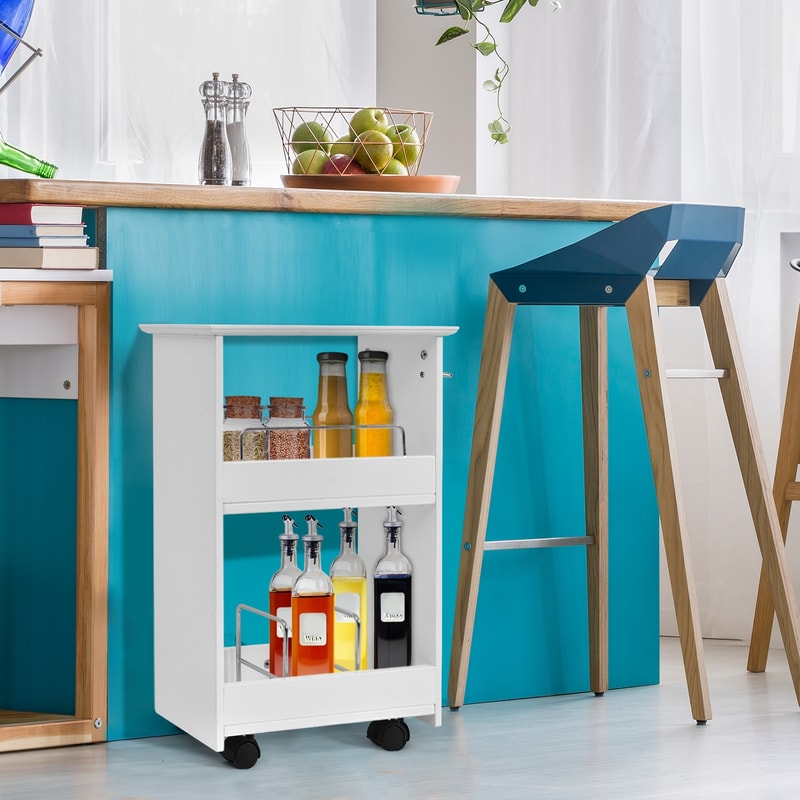 Slim Rolling 3Tier Bathroom Mobile Shelving Cabinet With Handle SpaceSaving Storage Organizer 0