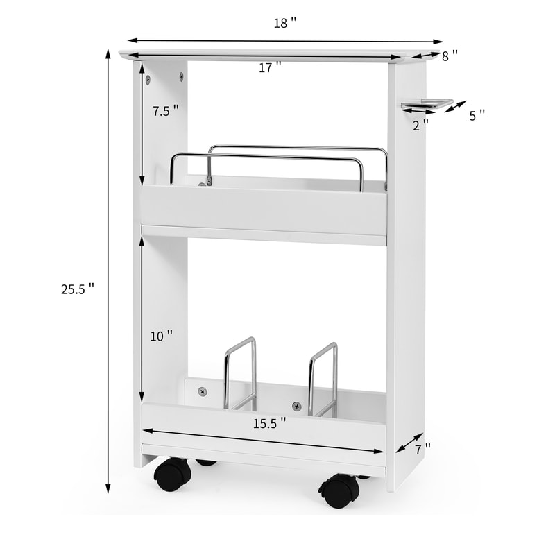 Slim Rolling 3Tier Bathroom Mobile Shelving Cabinet With Handle SpaceSaving Storage Organizer 4