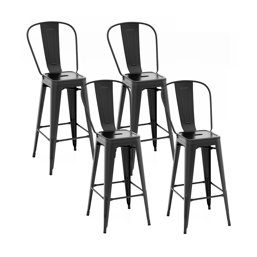 4 Metal Bar Stools With Removable Backrest Stackable Bar Height Chairs For Kitchen Home Bar 5