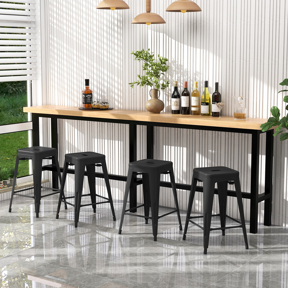 Set Of Metal Cafe Chairs With Removable Backrest And Rubber Feet Stackable Bar Stools For Home Pati 1