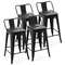 Set Of Metal Cafe Chairs With Removable Backrest And Rubber Feet Stackable Bar Stools For Home Pati 0