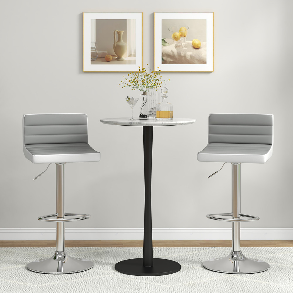 Set Of PU Leather Barstools With Adjustable Height 360 Swivel Modern Bar Chairs With Padded Backres 1