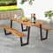 Outdoor Patio Dining Set Patented 70 Inch Wood Table With Benches Umbrella Hole 3Piece HeavyDuty P 2