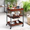 Rolling Tiers Kitchen Island Serving Bar Cart With Wine Bottle Rack And Glasses Holder Rustic Indus 1