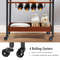 Rolling Tiers Kitchen Island Serving Bar Cart With Wine Bottle Rack And Glasses Holder Rustic Indus 3