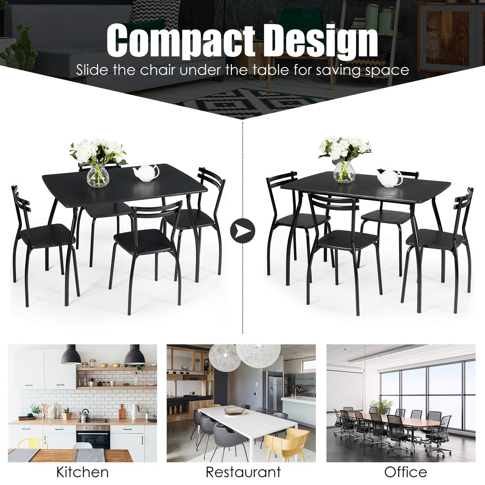 Compact Dining Table Set With Chairs And Backrests Stylish Metal Frame Kitchen Dining Set For Home 4