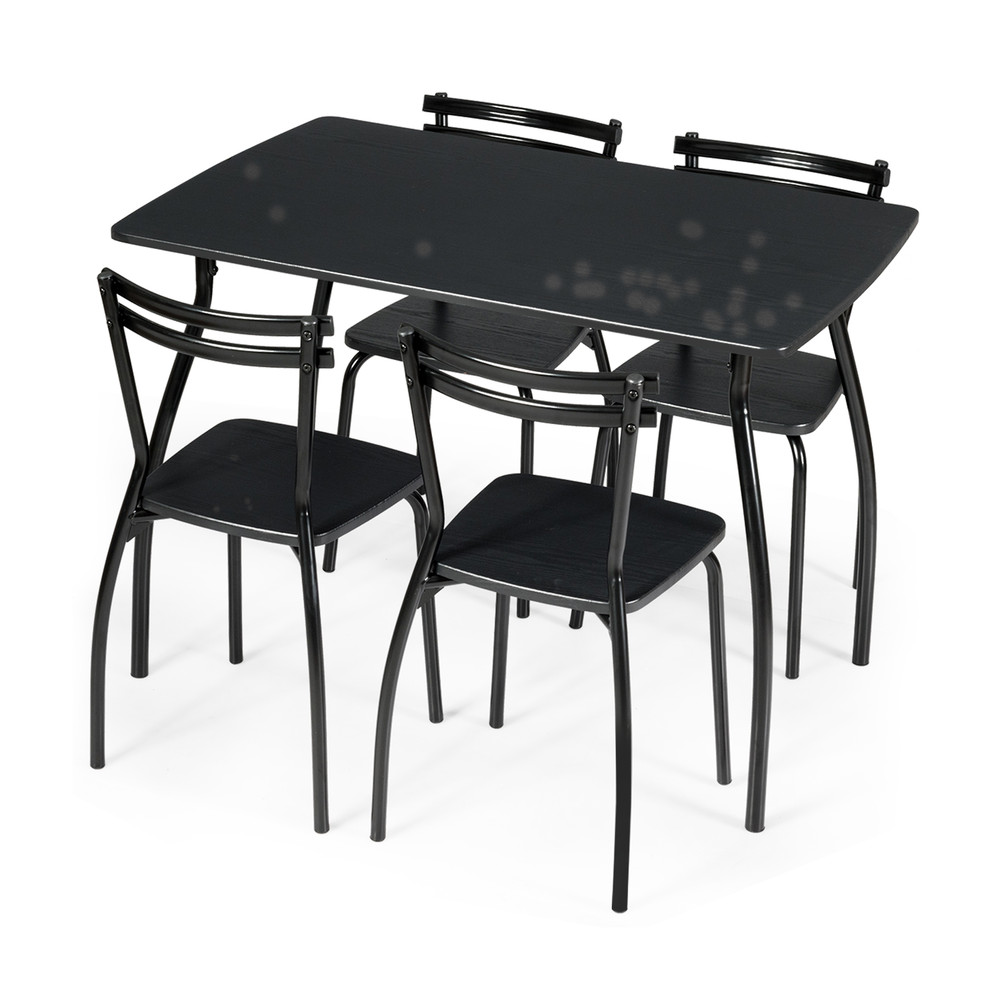 Compact Dining Table Set With Chairs And Backrests Stylish Metal Frame Kitchen Dining Set For Home 0