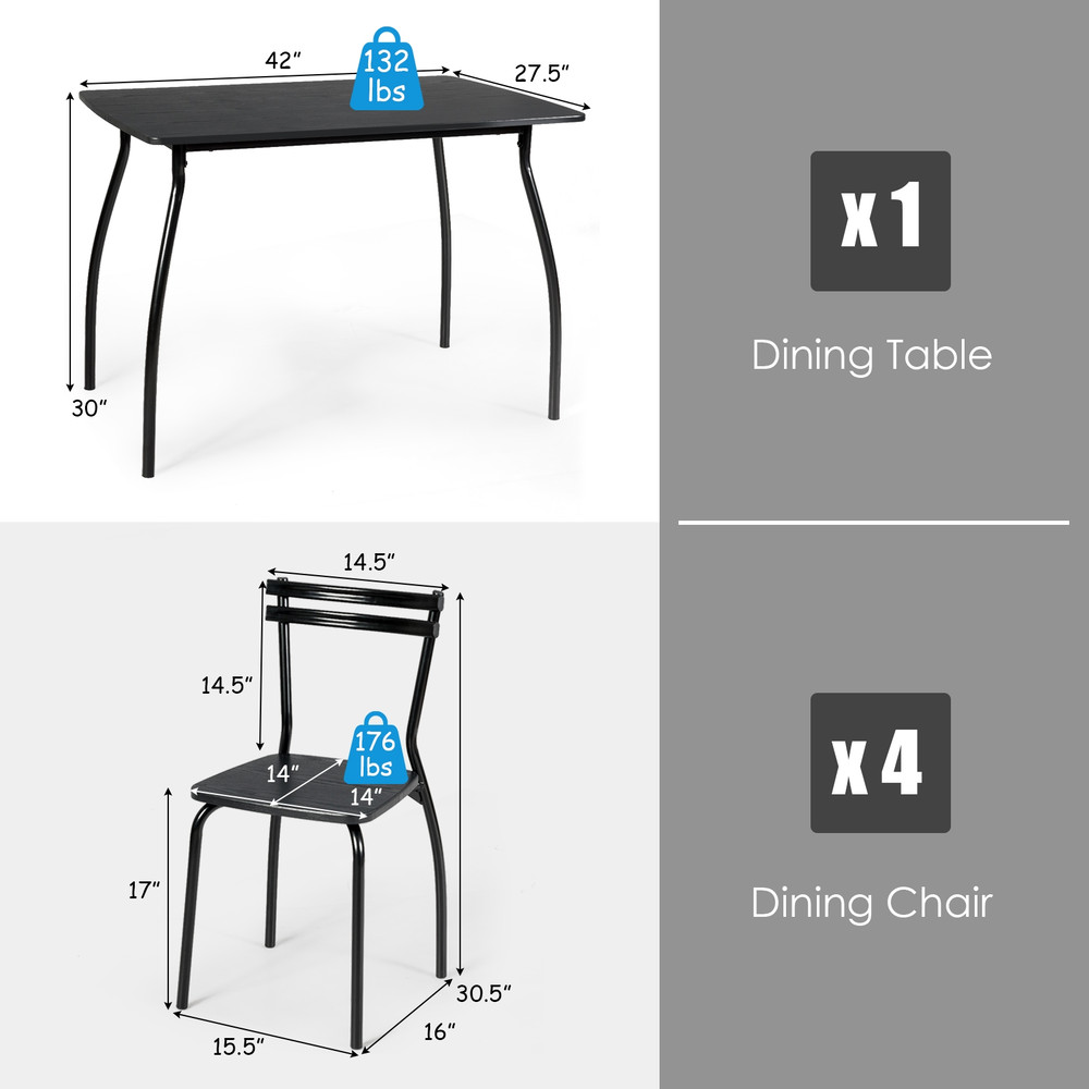 Compact Dining Table Set With Chairs And Backrests Stylish Metal Frame Kitchen Dining Set For Home 7