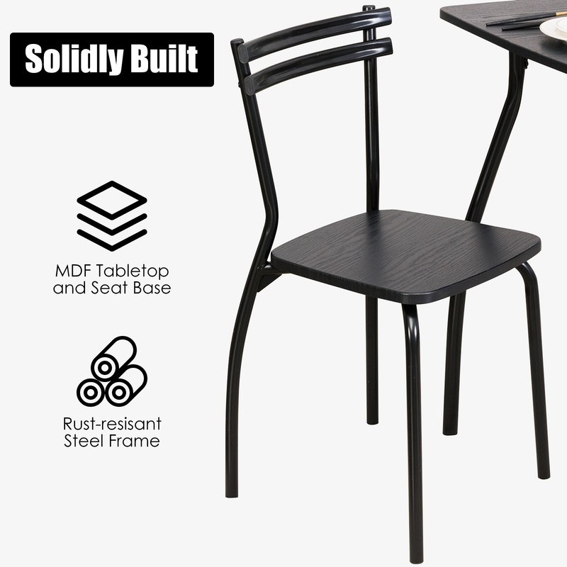 Compact Dining Table Set With Chairs And Backrests Stylish Metal Frame Kitchen Dining Set For Home 2