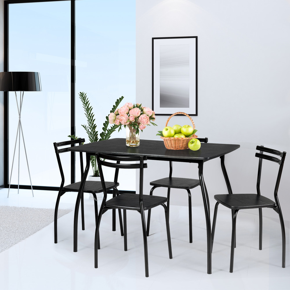 Compact Dining Table Set With Chairs And Backrests Stylish Metal Frame Kitchen Dining Set For Home 6
