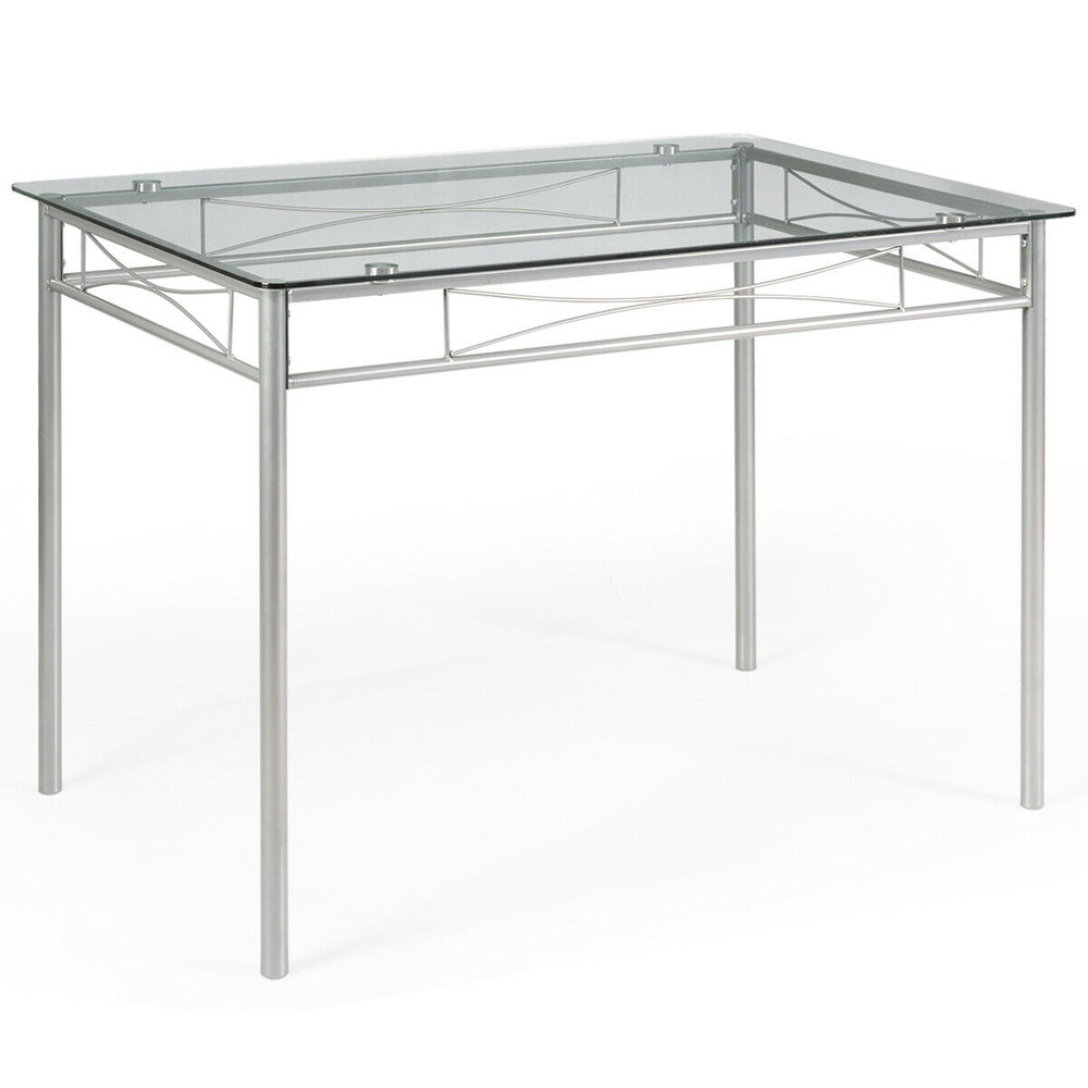 Contemporary Dining Set With Glass Table And HighBack Chairs Ideal For Kitchen Dining Room Apartmen 6