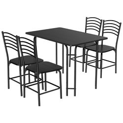 modern wood rectangular dining table set, space-saving kitchen table with chairs for apartment or home