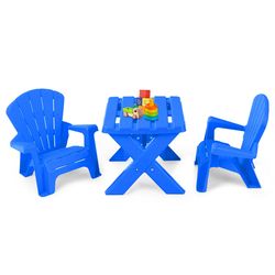 durable plastic childrens play table and chair set, lightweight toddler furniture for home, garden, & preschool use