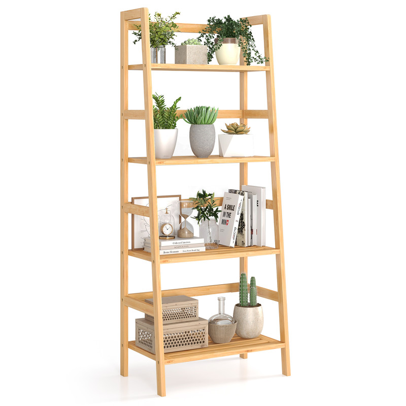 47.5 Inch 4-Tier Multifunctional Bamboo Bookcase Storage Stand, Space-Saving & Stylish