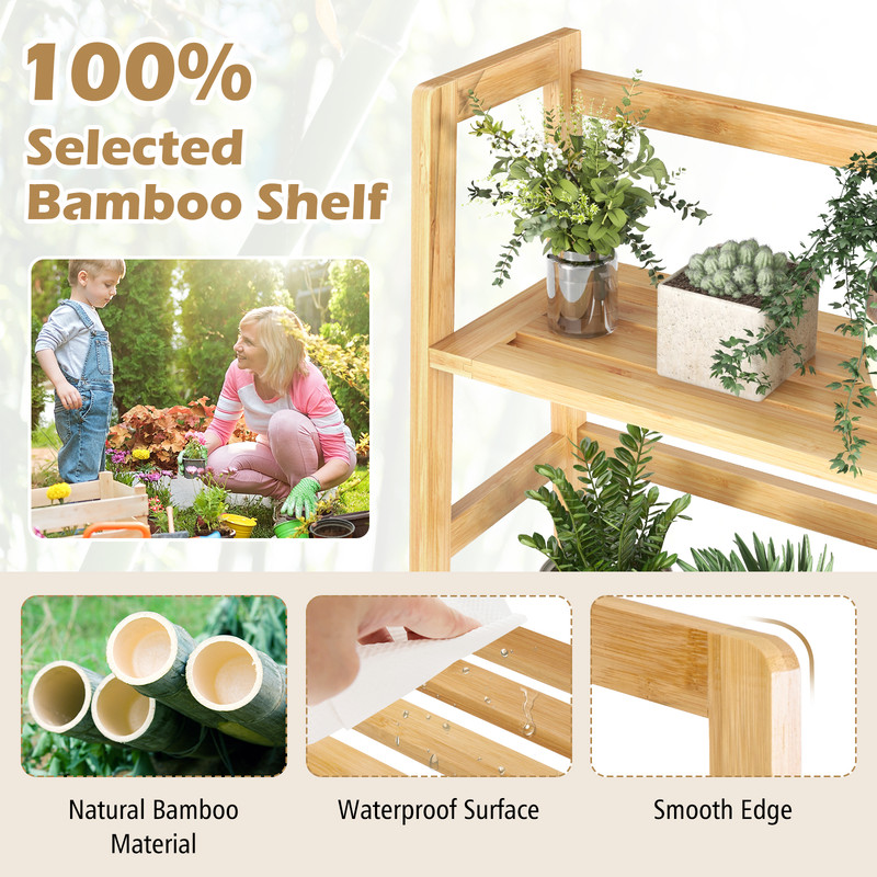 47.5 Inch 4-Tier Multifunctional Bamboo Bookcase Storage Stand, Space-Saving & Stylish