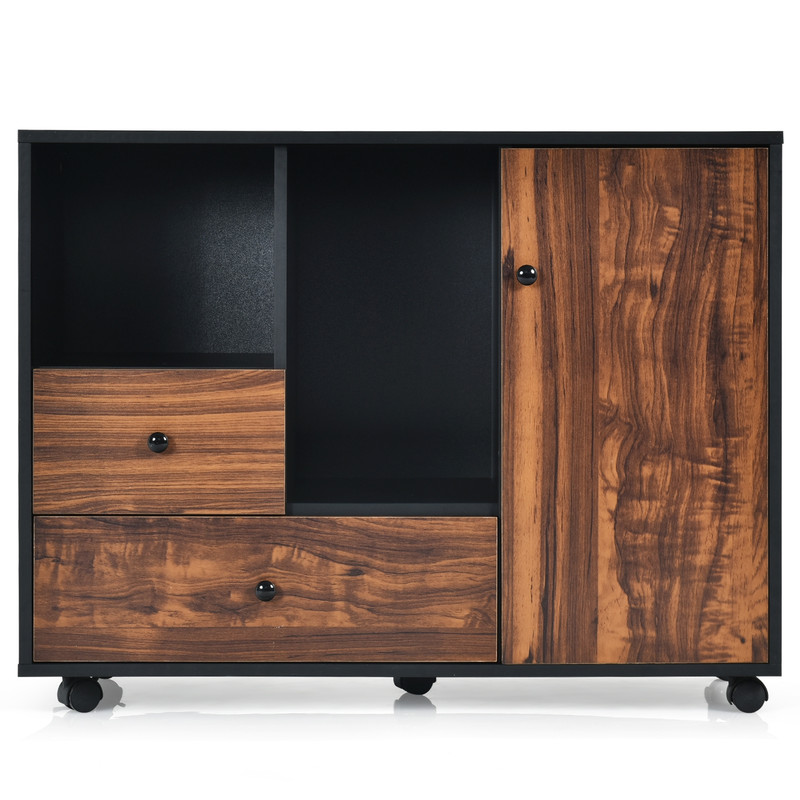 Mobile Filing Cabinet With 2 Drawers  Open Shelves Compact Storage For Home And Office 3