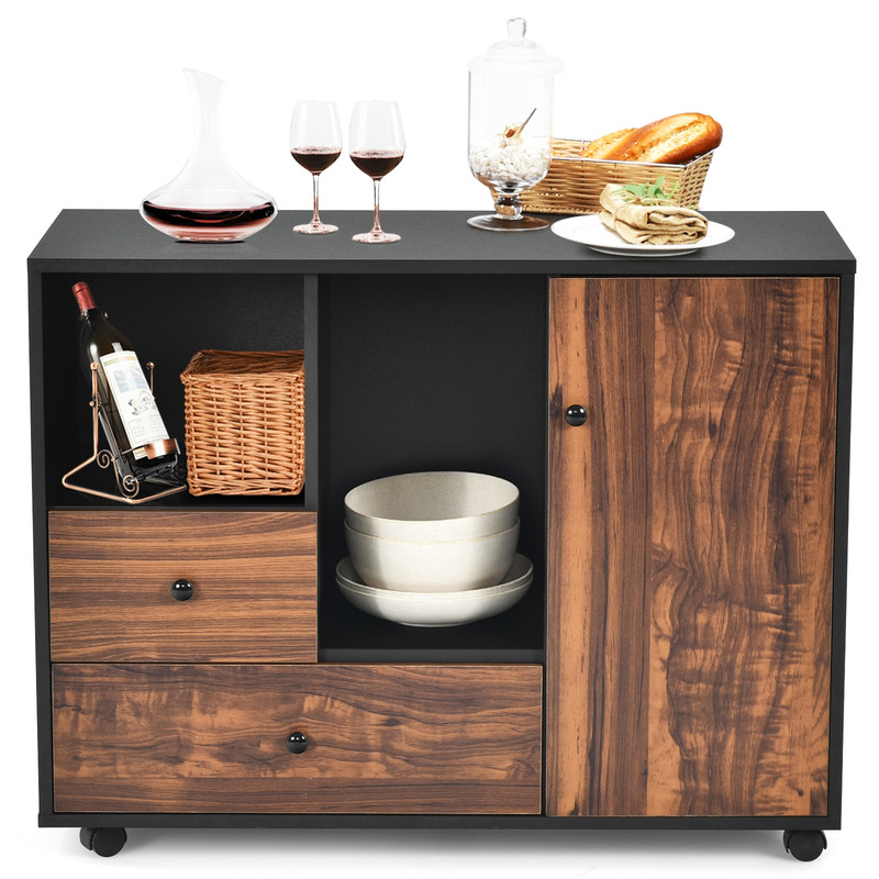 Mobile Filing Cabinet With 2 Drawers  Open Shelves Compact Storage For Home And Office 1