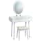 Touch Screen Vanity Makeup Table & Stool Set with Lighted Mirror – 3-Color Dimmable LED