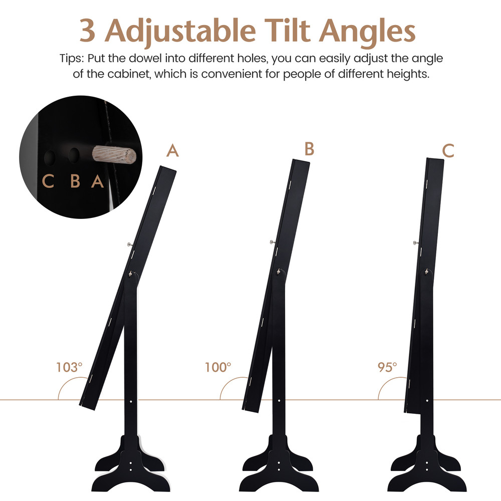 Mirrored Standing Jewelry Cabinet Storage Box – Full-Length Dressing Mirror with Jewelry Organizer