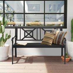 powder coated steel frame patio garden bench – durable & weather-resistant outdoor seating