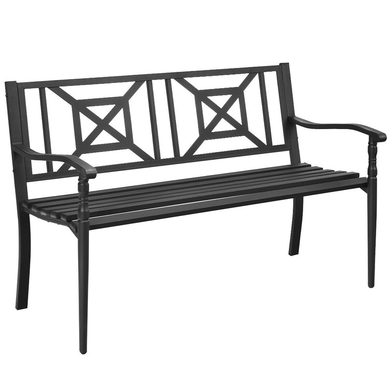 Powder Coated Steel Frame Patio Garden Bench – Durable & Weather-Resistant Outdoor Seating