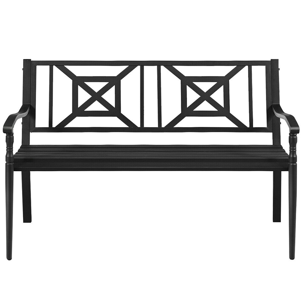 Powder Coated Steel Frame Patio Garden Bench – Durable & Weather-Resistant Outdoor Seating
