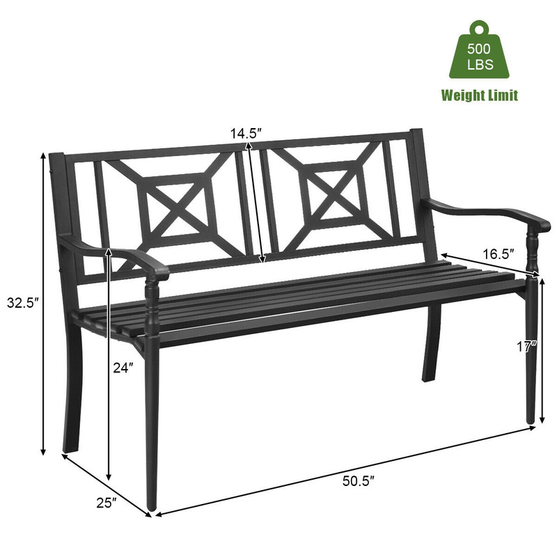 Powder Coated Steel Frame Patio Garden Bench – Durable & Weather-Resistant Outdoor Seating