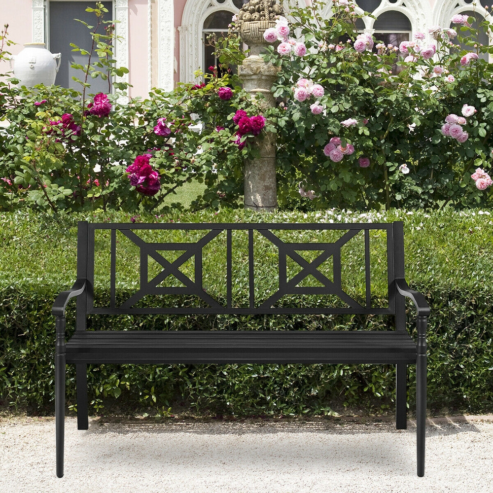 Powder Coated Steel Frame Patio Garden Bench – Durable & Weather-Resistant Outdoor Seating