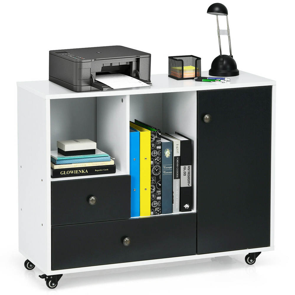 Lateral Mobile Filing Cabinet with 2 Drawers – Heavy-Duty Rolling Printer Stand & Adjustable Storage