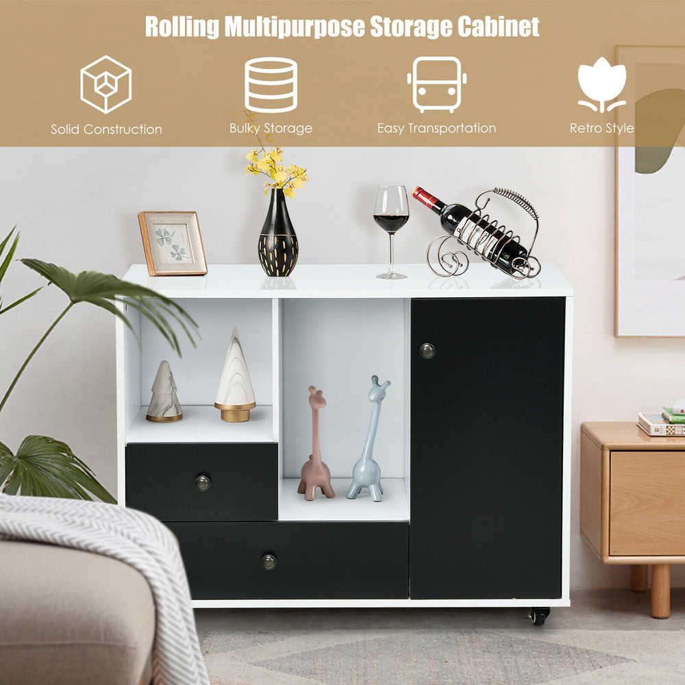 Lateral Mobile Filing Cabinet with 2 Drawers – Heavy-Duty Rolling Printer Stand & Adjustable Storage