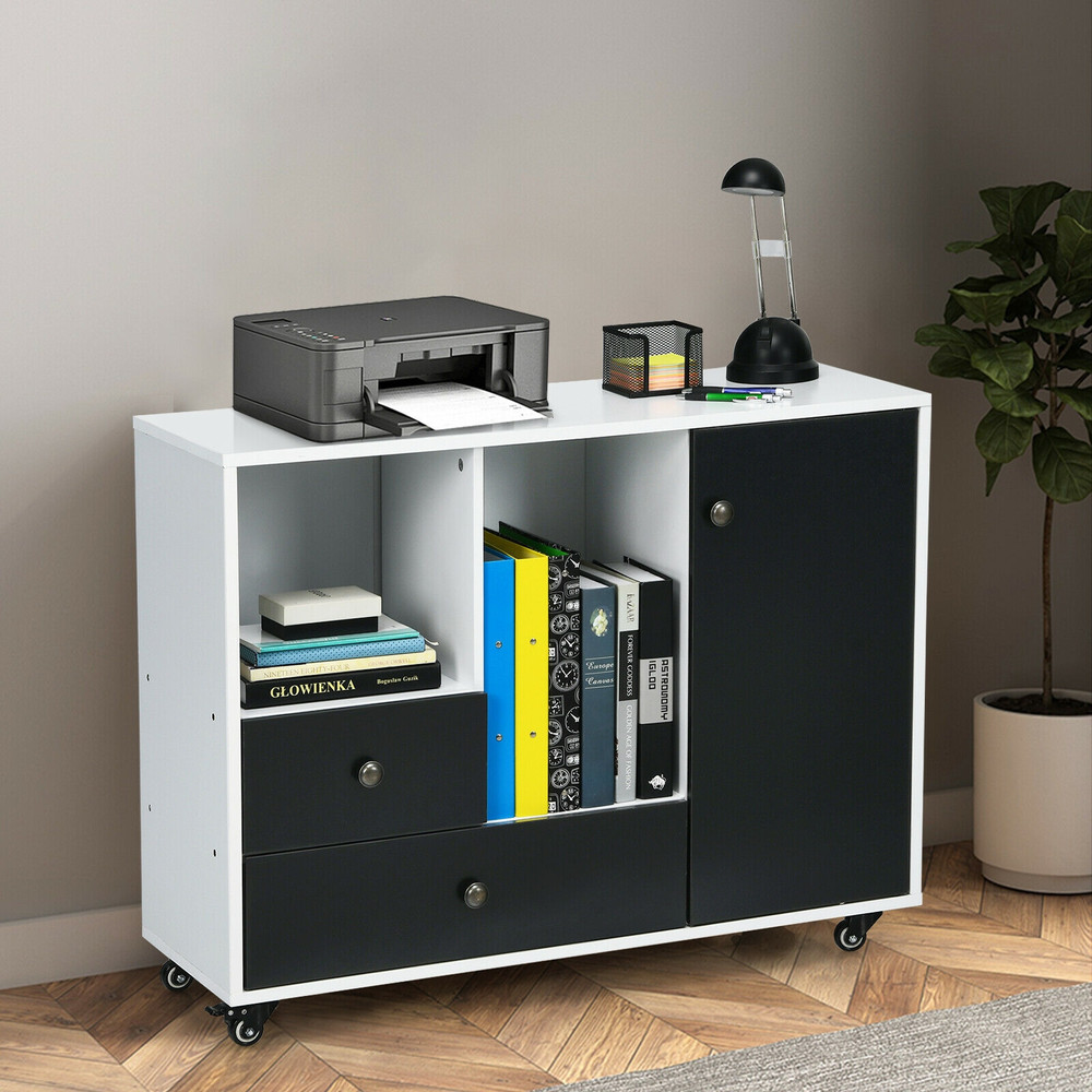 Lateral Mobile Filing Cabinet with 2 Drawers – Heavy-Duty Rolling Printer Stand & Adjustable Storage