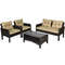 4-Piece Outdoor Rattan Wicker Loveseat Furniture Set with Cushions – Patio & Poolside Seating