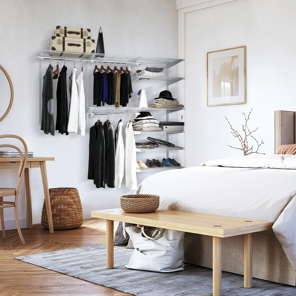 HeavyDuty Adjustable Closet Organizer Kit Expandable Shelves Hanging Rods For 46 Ft Spaces 1