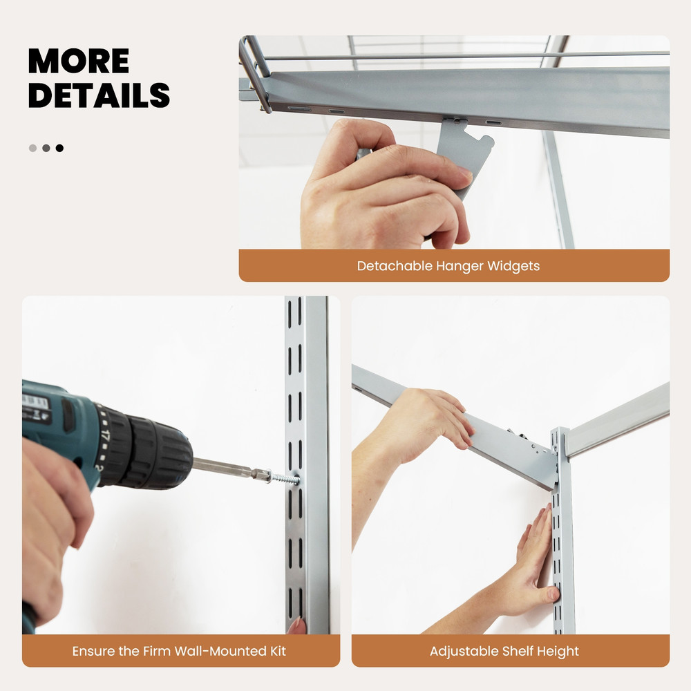 HeavyDuty Adjustable Closet Organizer Kit Expandable Shelves Hanging Rods For 46 Ft Spaces 3