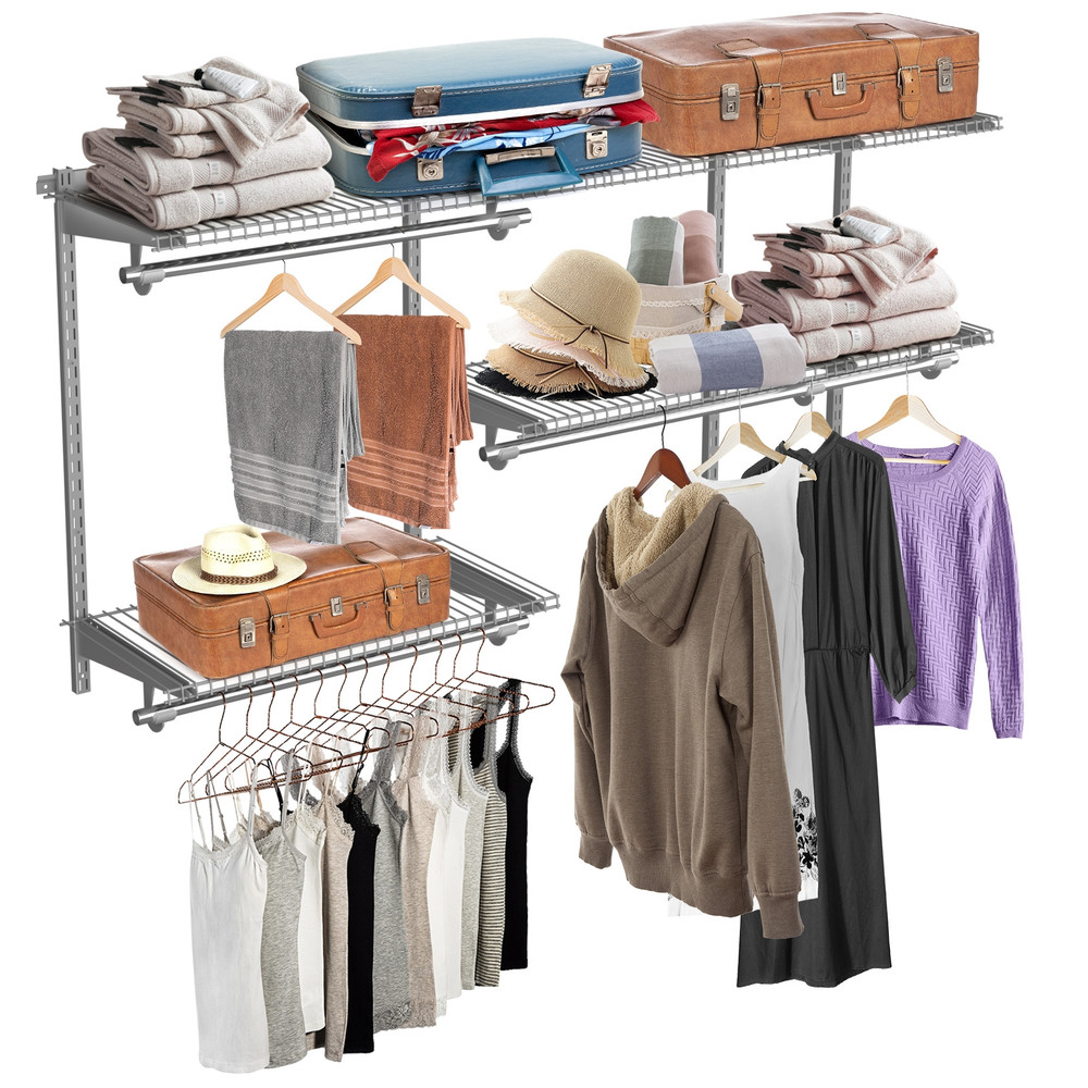 Custom Closet Organizer Kit, Wall-Mounted 3 to 5 Feet Closet System with Adjustable Shelves & Hang Rod