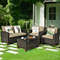 4Piece Patio Rattan Furniture Set With Cushions Outdoor Wicker Sofa  Coffee Table 0