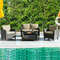 4Piece Patio Rattan Furniture Set With Cushions Outdoor Wicker Sofa  Coffee Table 1