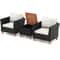 3Piece Outdoor Wicker Furniture Set Patio Sofa With Thick Cushions Acacia Wood Coffee Table 4