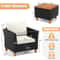 3Piece Outdoor Wicker Furniture Set Patio Sofa With Thick Cushions Acacia Wood Coffee Table 2