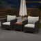 3Piece Outdoor Wicker Furniture Set Patio Sofa With Thick Cushions Acacia Wood Coffee Table 6