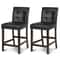 Set of 2 PVC Leather Bar Stools with Solid Wood Legs, Upholstered Counter Height Chairs for Kitchen Island, Home Bar