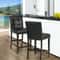 Set of 2 PVC Leather Bar Stools with Solid Wood Legs, Upholstered Counter Height Chairs for Kitchen Island, Home Bar