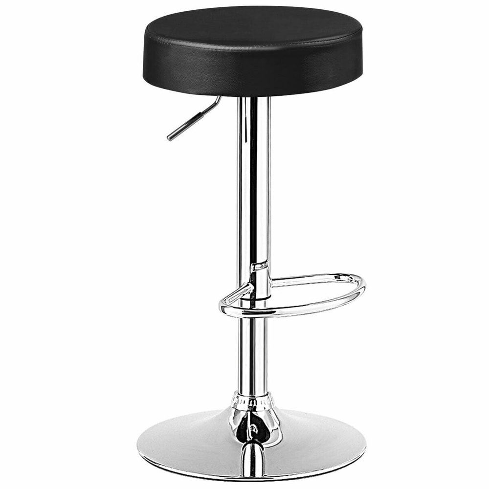 1 Piece Round Bar Stool Adjustable Swivel Pub Chair with Backless PU Leather Seat & Footrest, Counter Height Kitchen