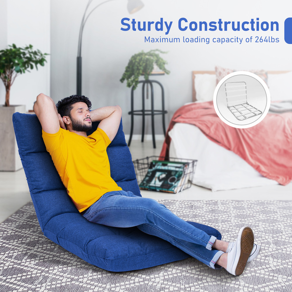 14-Position Adjustable Folding Lazy Gaming Sofa Chair Floor Lounger for Bedroom Living Room Adults Teens