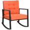 Outdoor Wicker Rocking Chair Glider with Cushions, Patio Rattan Rocker for Lawn, Porch & Backyard