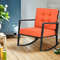 Outdoor Wicker Rocking Chair Glider with Cushions, Patio Rattan Rocker for Lawn, Porch & Backyard