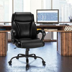 400 pounds big and tall adjustable high back leather office chair, ergonomic heavy duty executive desk chair for home